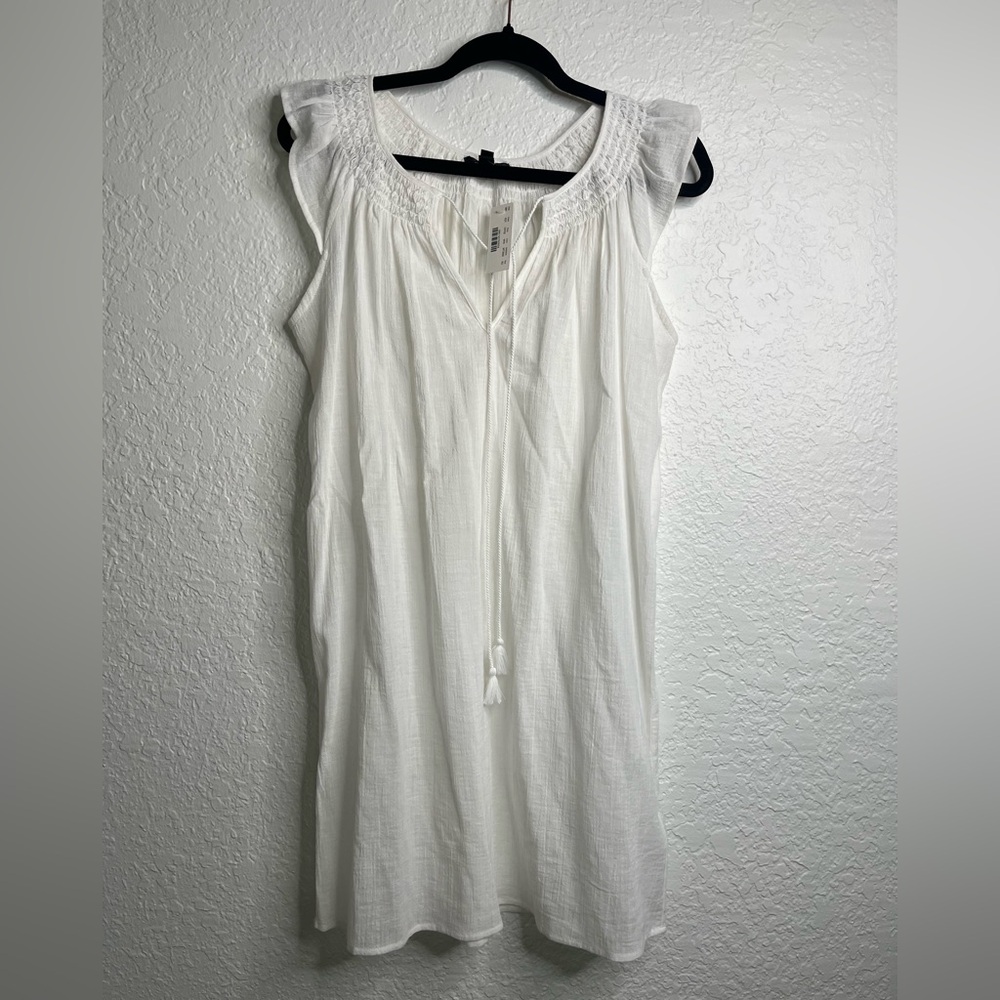 NWT J. Crew White Dress Sleeveless Tunic Cover Up Tassel Detail XS